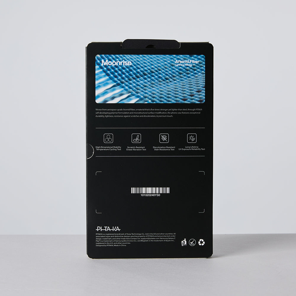 Galaxy Z Flip 7 Kılıf M-safe Şarj Özellikli Aramid Fiber Pitaka Tactile Woven Sunset-Moonrise Serisi Kapak Kahverengi