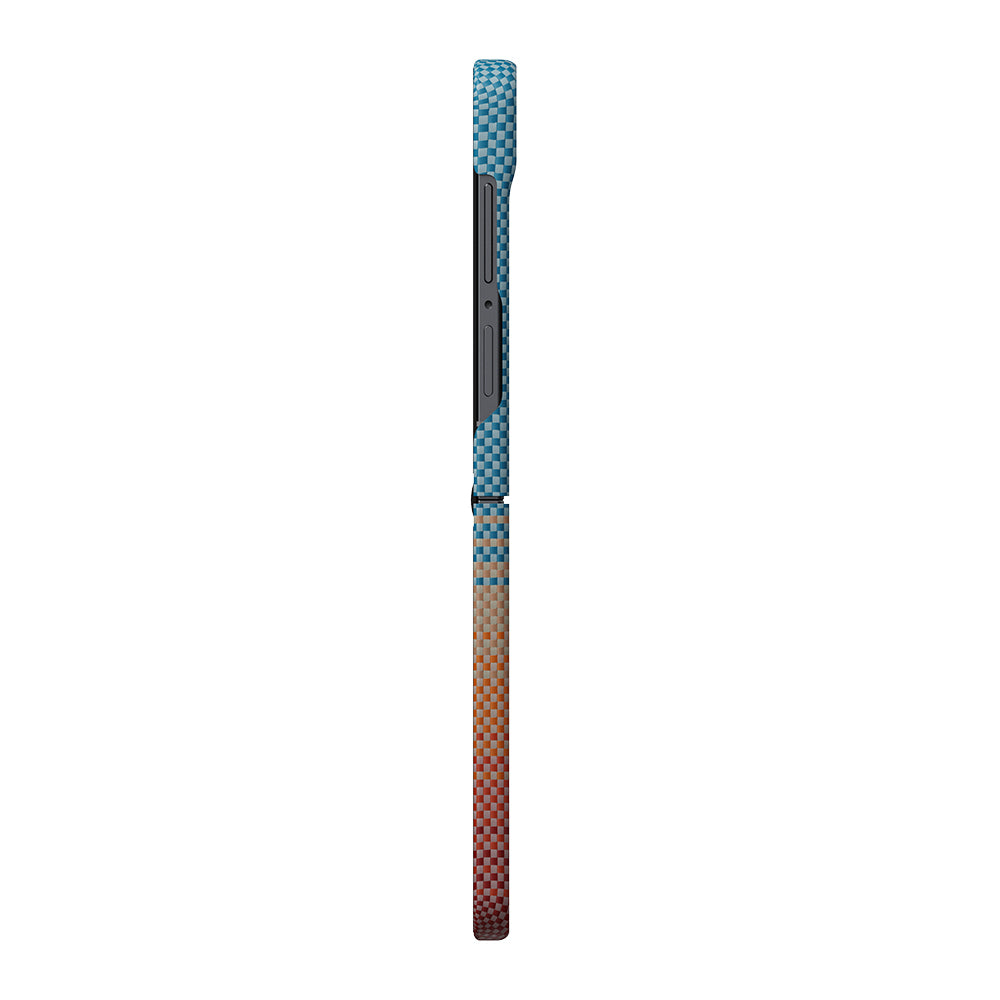 Galaxy Z Flip 8 Kılıf M-safe Şarj Özellikli Aramid Karbon Fiber Pitaka Sunset 2.0 California Dream Serisi Kapak