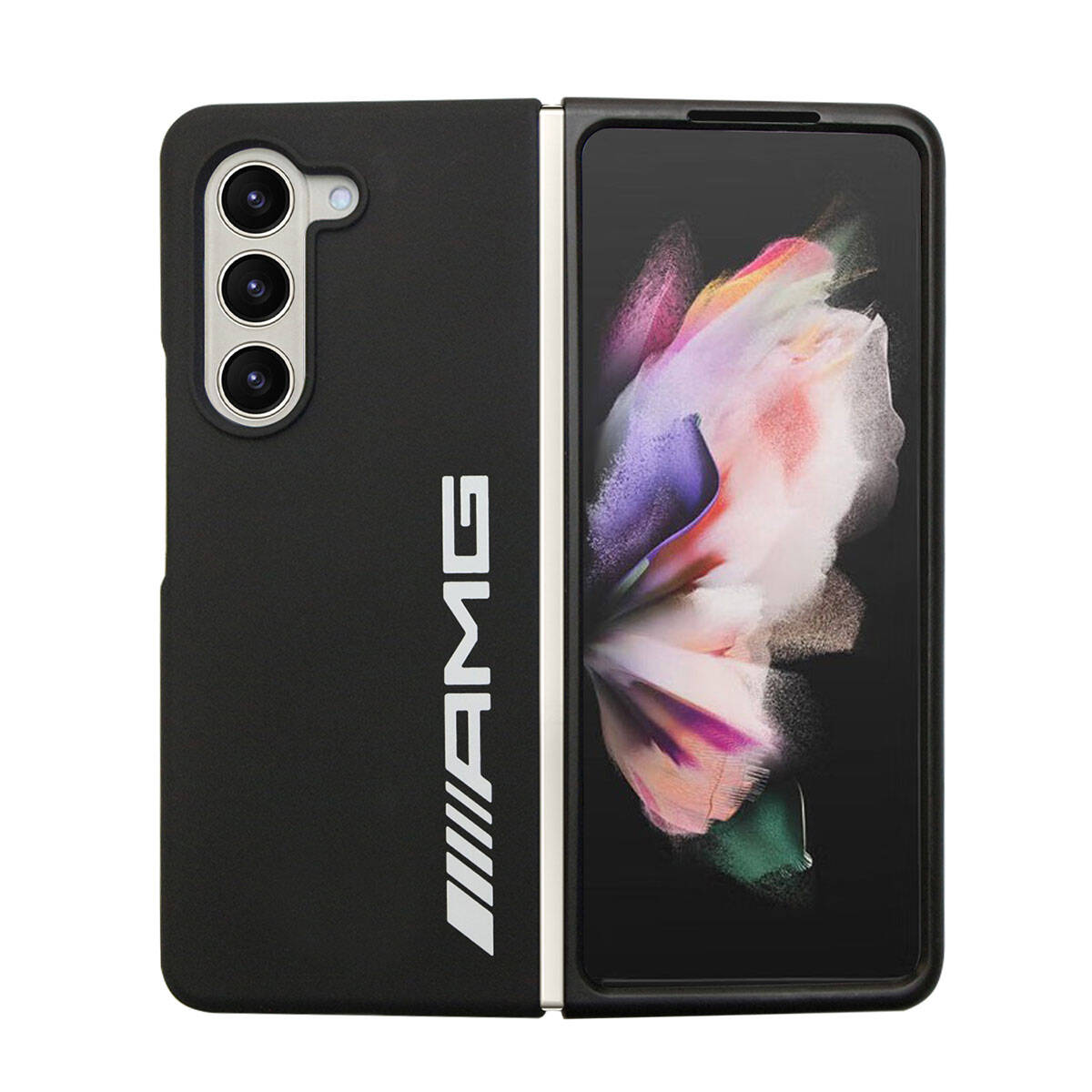Galaxy Z Fold 5 Kılıf AMG Magsafe Şarj Özellikli Büyük Logo Dizayn Orjinal Lisanslı Kılıf Siyah