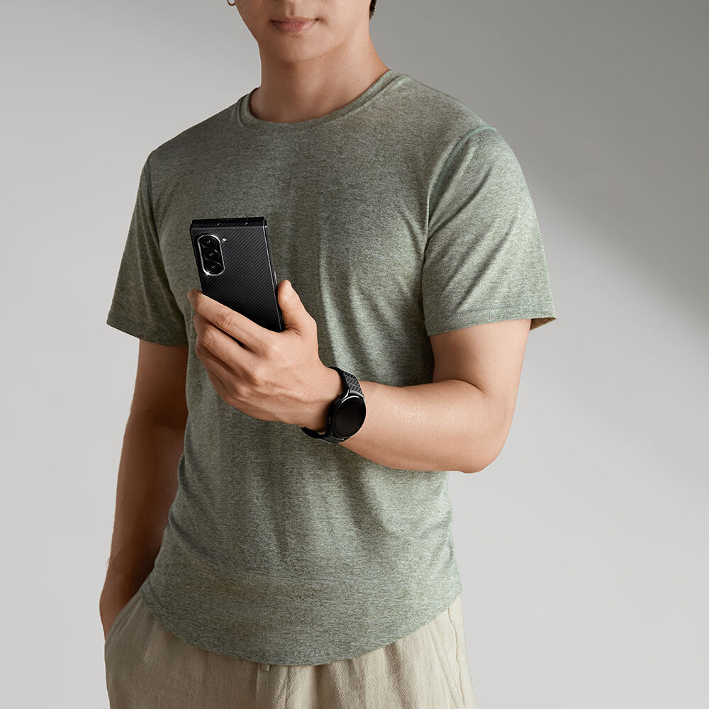 Galaxy Z Fold 6 Kılıf Magsafe Şarj Özellikli 600D Aramid Fiber Pitaka Ultra-Slim Classic Serisi Black-Grey Twill Kılıf Siyah-Gri