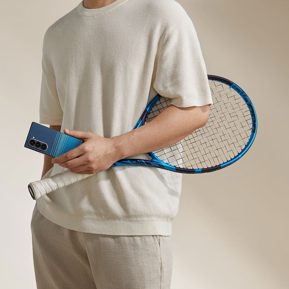 Galaxy Z Fold 6 Kılıf Magsafe Şarj Özellikli Aramid Fiber Pitaka Tactile Woven Sunset-Moonrise Serisi Moonrise Kılıf Mavi