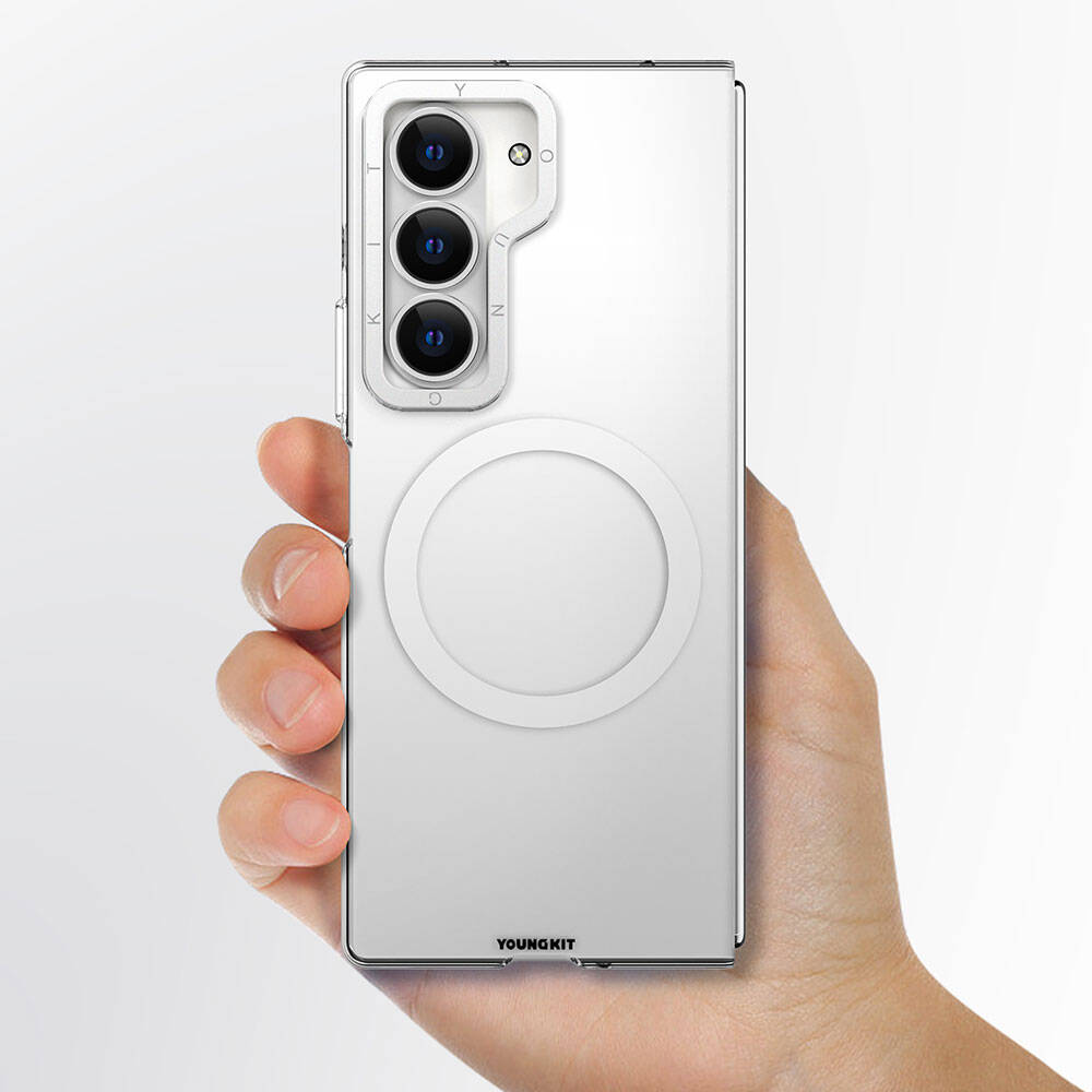 Galaxy Z Fold 6 Kılıf Magsafe Şarj Özellikli Şeffaf Youngkit Crystal Shield Serisi Kılıf Şeffaf