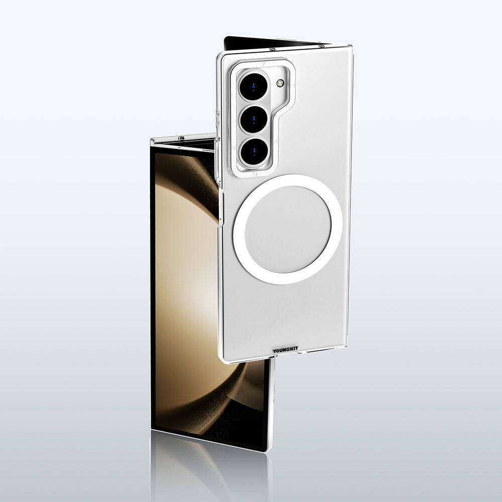 Galaxy Z Fold 6 Kılıf Magsafe Şarj Özellikli Şeffaf Youngkit Crystal Shield Serisi Kılıf Şeffaf