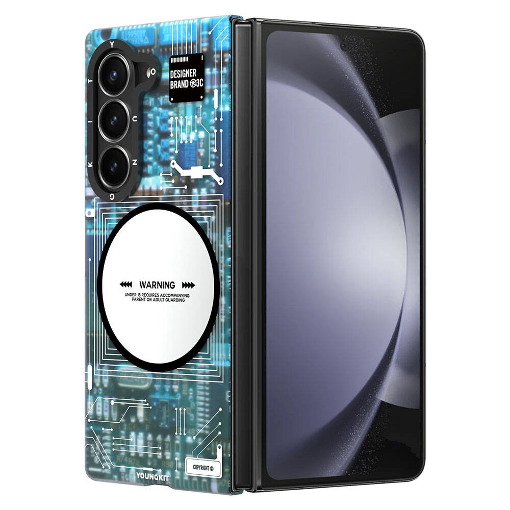 Galaxy Z Fold 6 Kılıf Magsafe Şarj Özellikli Youngkit Technology Serisi Kılıf Siyah