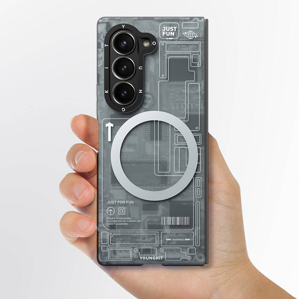 Galaxy Z Fold 6 Kılıf Magsafe Şarj Özellikli Youngkit Technology Serisi Kılıf Siyah