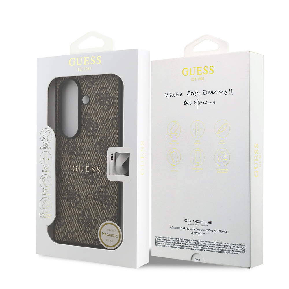 Galaxy Z Fold 7 Kılıf Guess Orjinal Lisanslı M-safe Şarj Özellikli 4G Desen Yazı Logolu Kapak Siyah