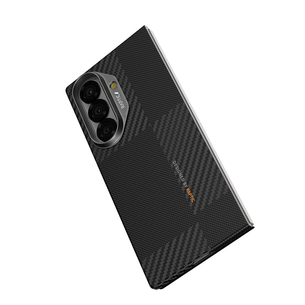 Galaxy Z Fold 7 Kılıf M-safe Şarj Özellikli 600D Metal Kamera Çerçeveli Raptic Aramid Fiber Geotik Serisi Kapak Siyah