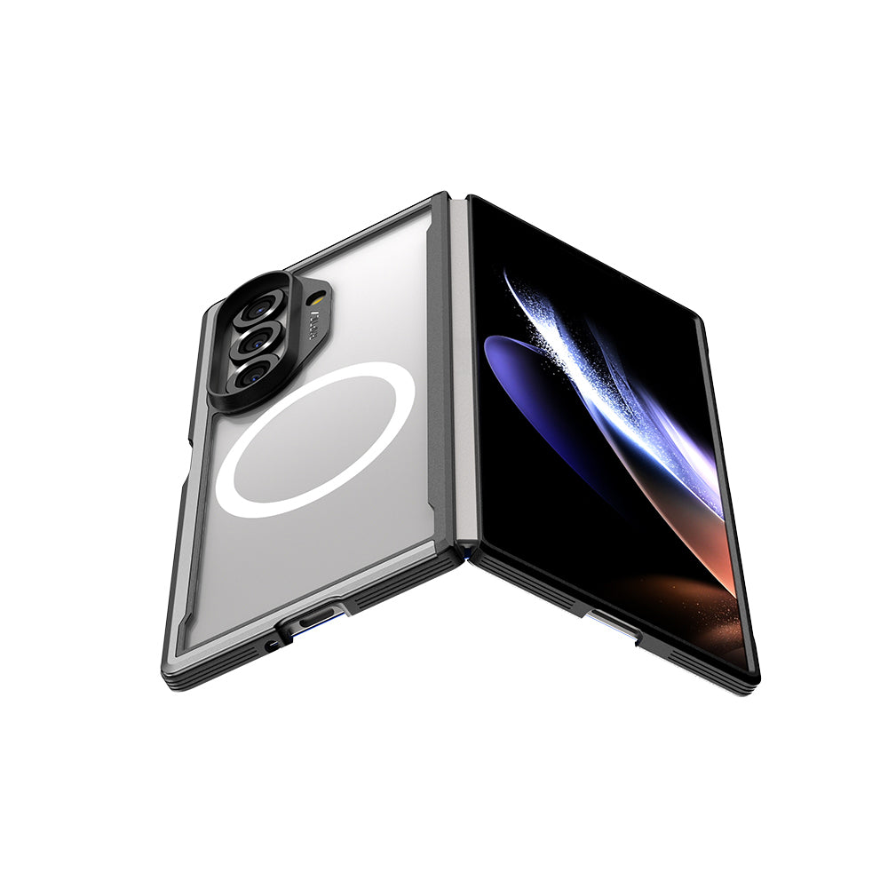 Galaxy Z Fold 7 Kılıf M-safe Şarj Özellikli Airbagli Raptic Shield Serisi Şeffaf Arka Yüzey Kapak Siyah