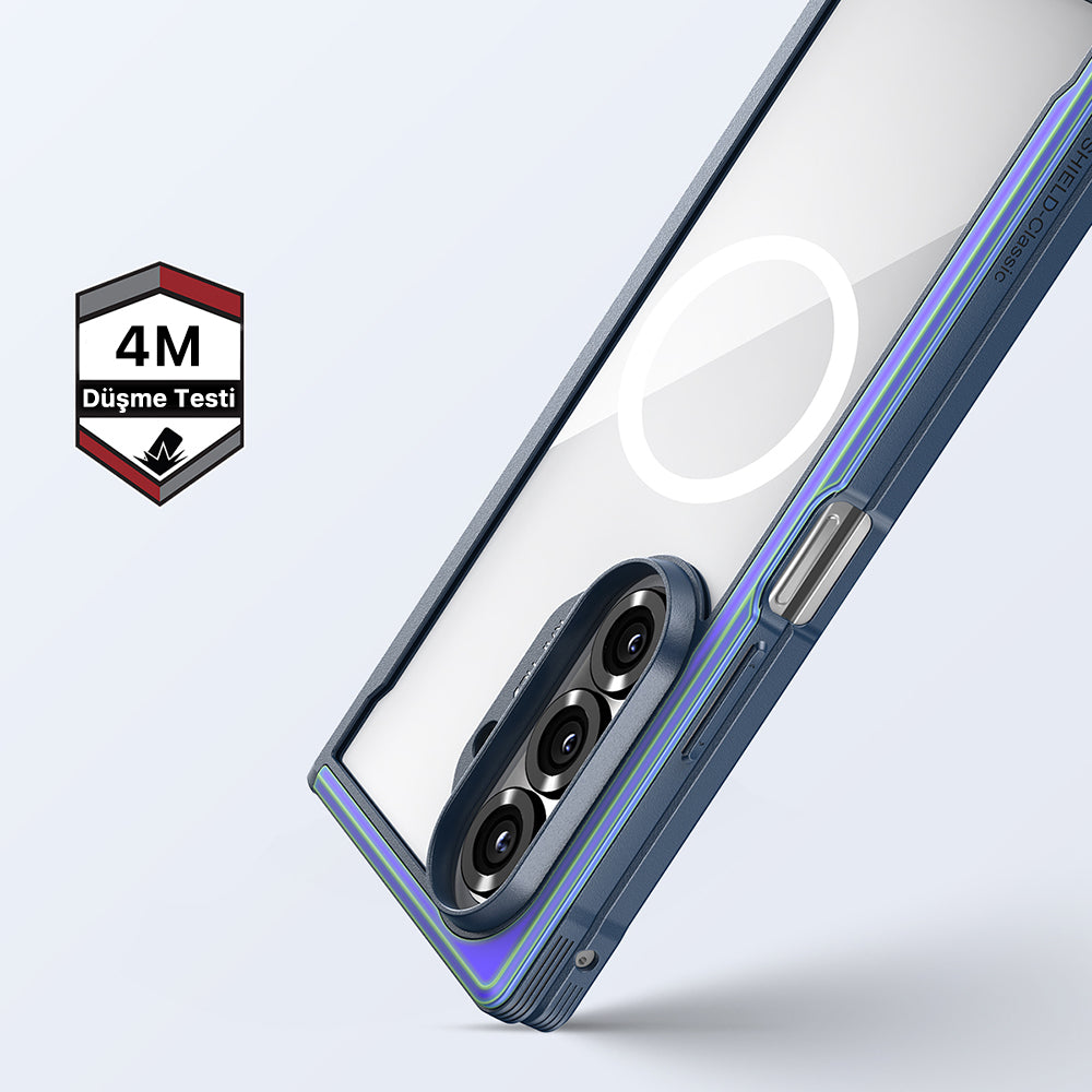 Galaxy Z Fold 7 Kılıf M-safe Şarj Özellikli Airbagli Raptic Shield Serisi Şeffaf Arka Yüzey Kapak