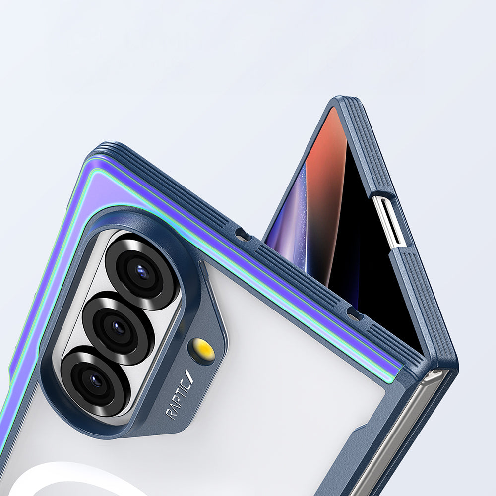 Galaxy Z Fold 7 Kılıf M-safe Şarj Özellikli Airbagli Raptic Shield Serisi Şeffaf Arka Yüzey Kapak