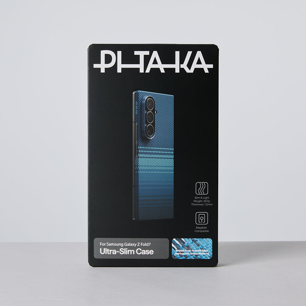 Galaxy Z Fold 7 Kılıf M-safe Şarj Özellikli Aramid Fiber Pitaka Tactile Woven Sunset-Moonrise Serisi Kapak Kahverengi