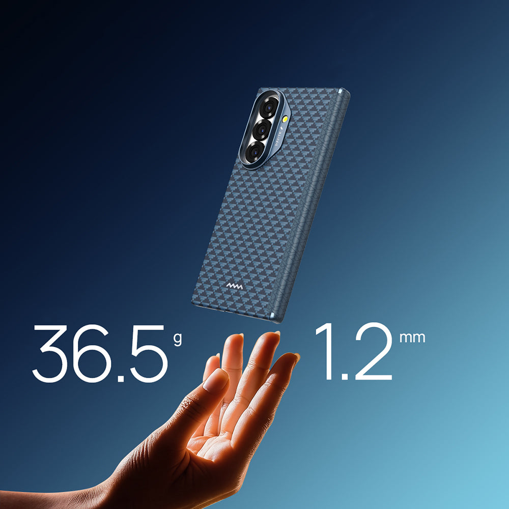 Galaxy Z Fold 7 Kılıf M-safe Şarj Özellikli Raptic Aramid Skin-Pro Profound Serisi Karbon Kapak