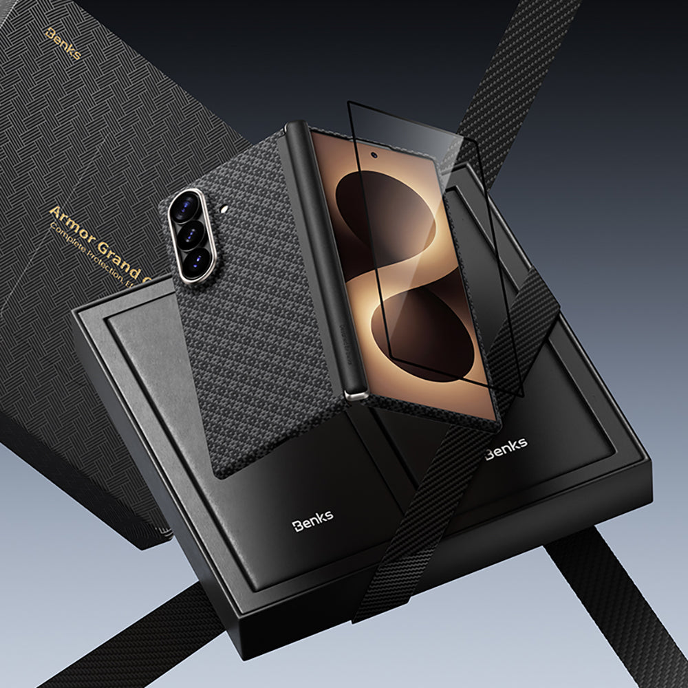 Galaxy Z Fold 8 Ultra Benks ArmorAir ArmorGrid Grand Combo Üçlü Aksesuar Seti (Ön Arka Kevlar Karbon Kapak + Ekran Koruyucu)