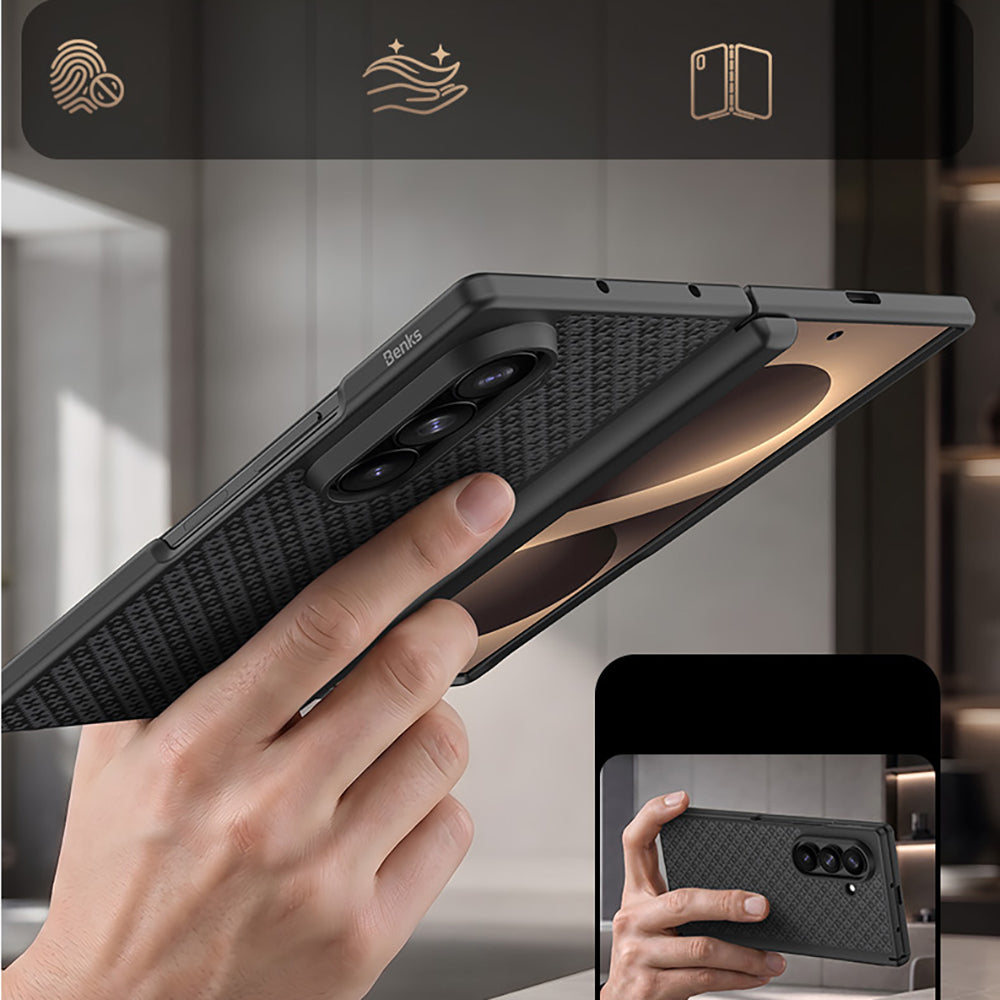 Galaxy Z Fold 8 Ultra Benks ArmorPro ArmorGrid Grand Combo Üçlü Aksesuar Seti (Ön Arka Kevlar Karbon Kapak + Ekran Koruyucu)