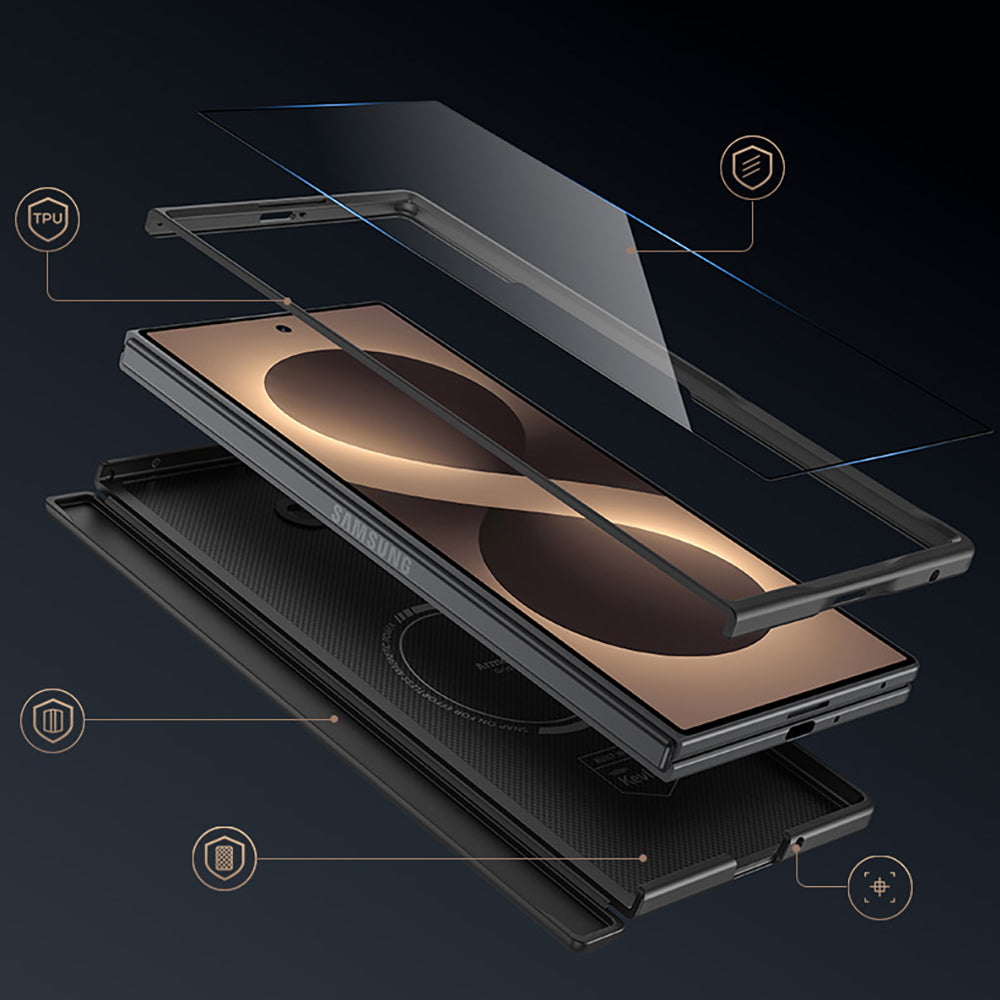 Galaxy Z Fold 8 Ultra Benks ArmorPro ArmorGrid Grand Combo Üçlü Aksesuar Seti (Ön Arka Kevlar Karbon Kapak + Ekran Koruyucu)