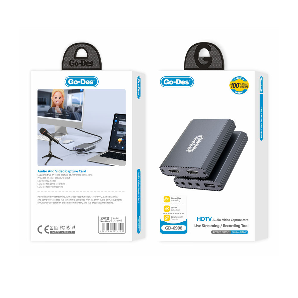 Go Des GD-6908 HDTV Ses ve Video Adaptörü USB-A/Hdmi/3.5mm/4K Ultra HD 60hz