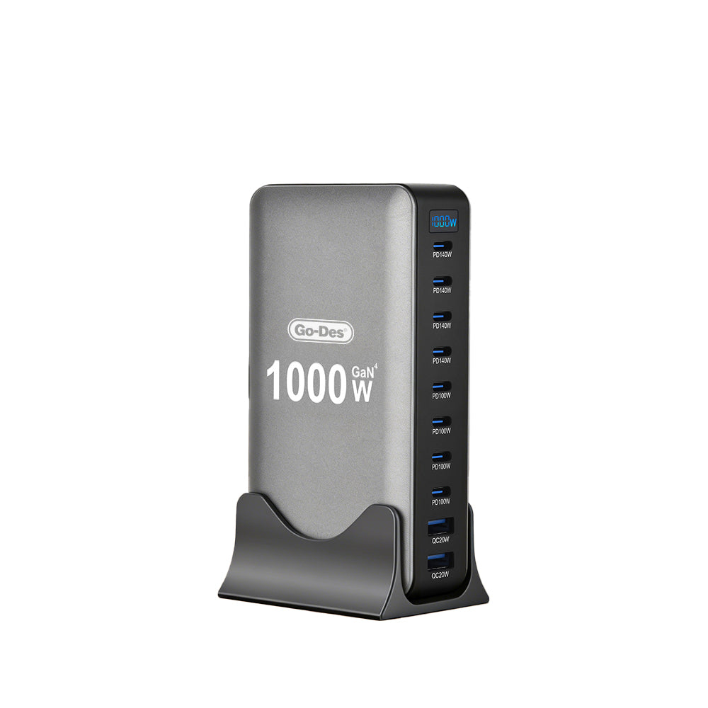 Go Des GD-B961 GaN Teknolojili 10 Portlu Masaüstü Şarj İstasyonu 1000W