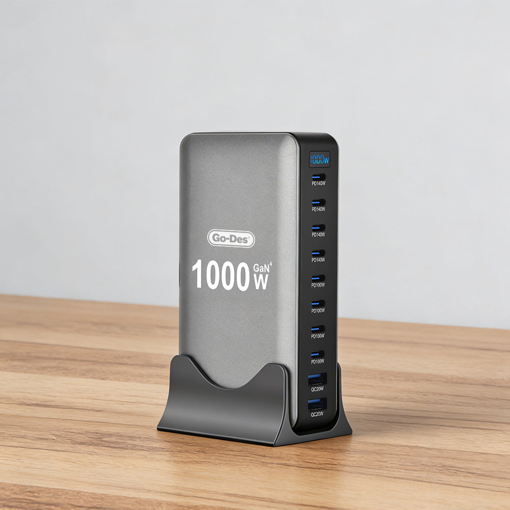 Go Des GD-B961 GaN Teknolojili 10 Portlu Masaüstü Şarj İstasyonu 1000W