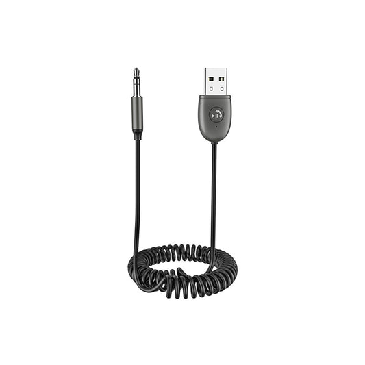 Go Des GD-BT27 Spiral Kablo Tasarımlı AUX Bluetooth 5.1 Adaptör Siyah