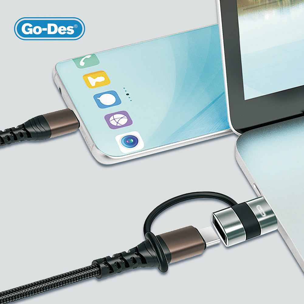Go-Des GD-CT069 USB 3.0 to Type-C Data Ve Hızlı Şarj Adaptörü Siyah