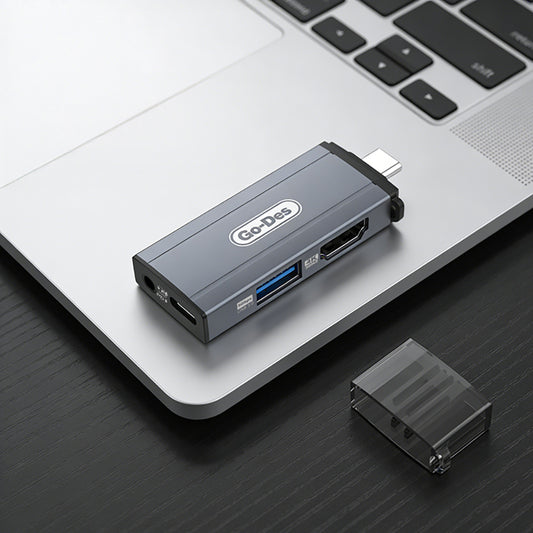 Go Des GD-CT085 Type-C Bağlantılı 4in1 HDTV Ses ve Video Adaptörü USB3.0/Hdmi/3.5mm/4K Ultra HD 60hz