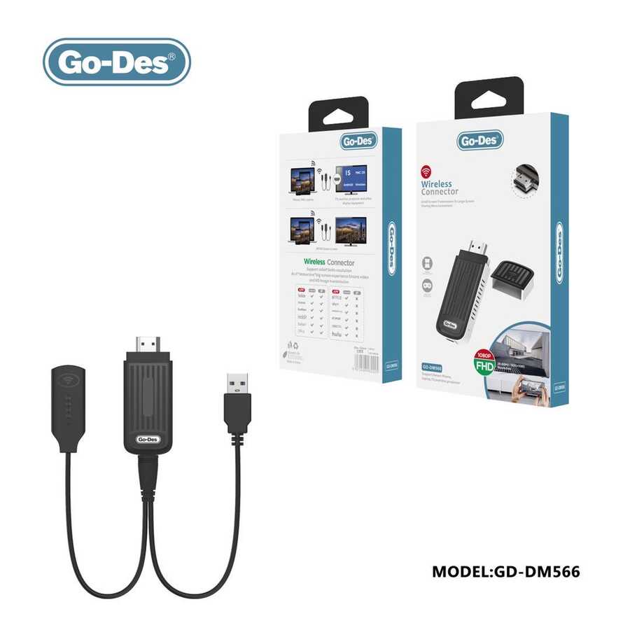 Go Des GD-DM566 Kablosuz HDMI Ses ve Görüntü Aktarıcı Siyah