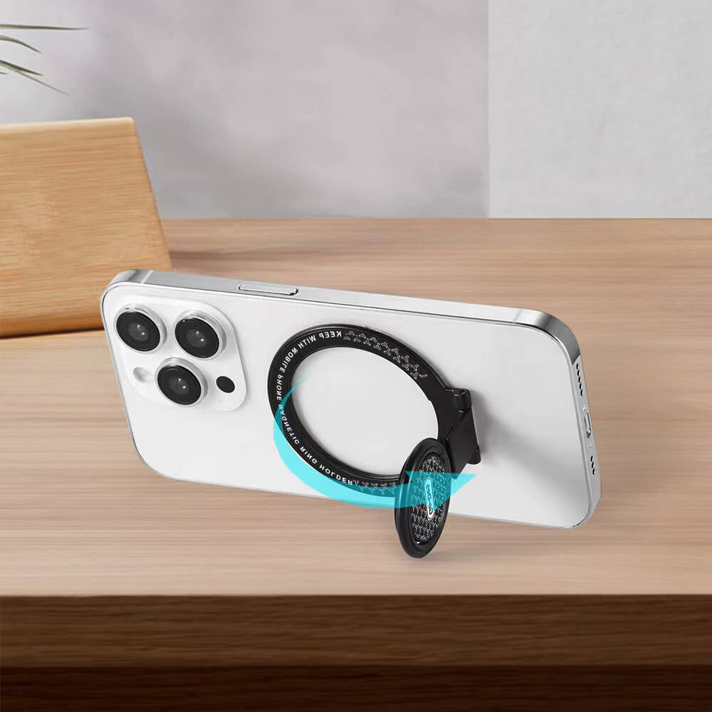 Go Des GD-G096 Magsafe Şarj Destekli Standlı Magnetik Yüzük Tutucu Aparat Siyah