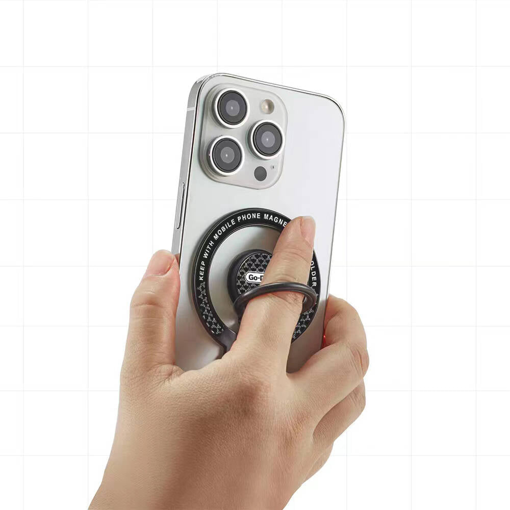 Go Des GD-G096 Magsafe Şarj Destekli Standlı Magnetik Yüzük Tutucu Aparat Siyah