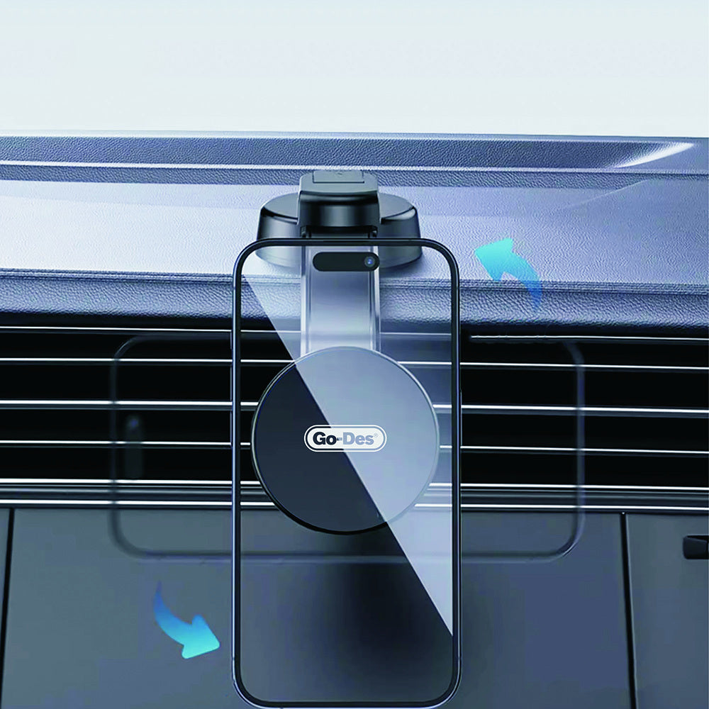 Go Des GD-HD219 Magsafe Magnetik Bükülebilen Vantuzlu Araç Telefon Tutucu Siyah