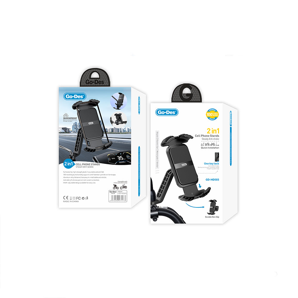Go Des GD-HD503 360° Derece Dönebilen Ayarlanabilir Motosiklet ve Bisiklet Telefon Tutucu