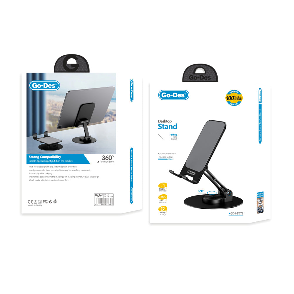 Go Des GD-HD773 Ayarlanabilir Katlanabilir 360 Derece Dönebilen Telefon ve Tablet Standı