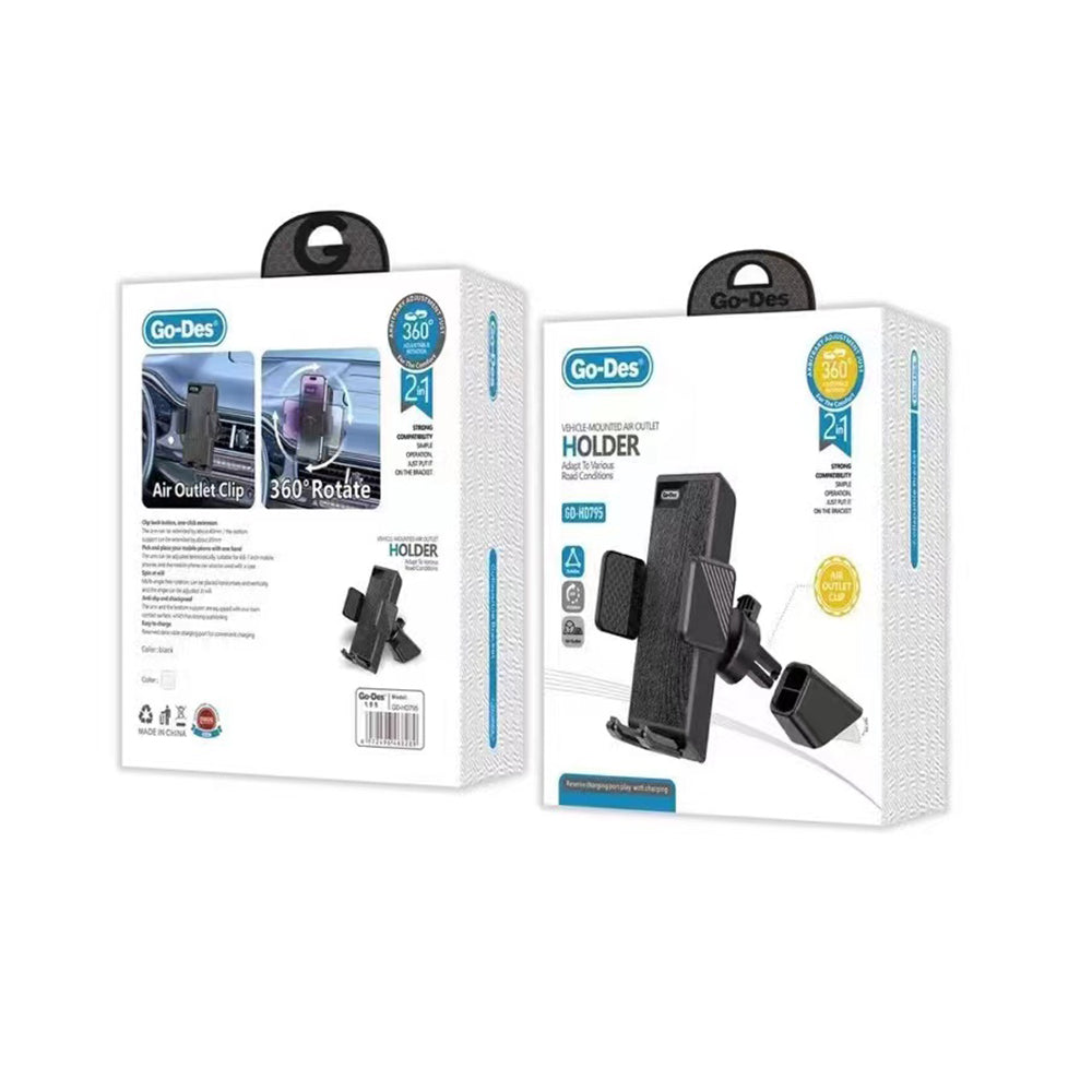 Go Des GD-HD795 Havalandırma Tasarım Araç Telefon Tutucu Siyah