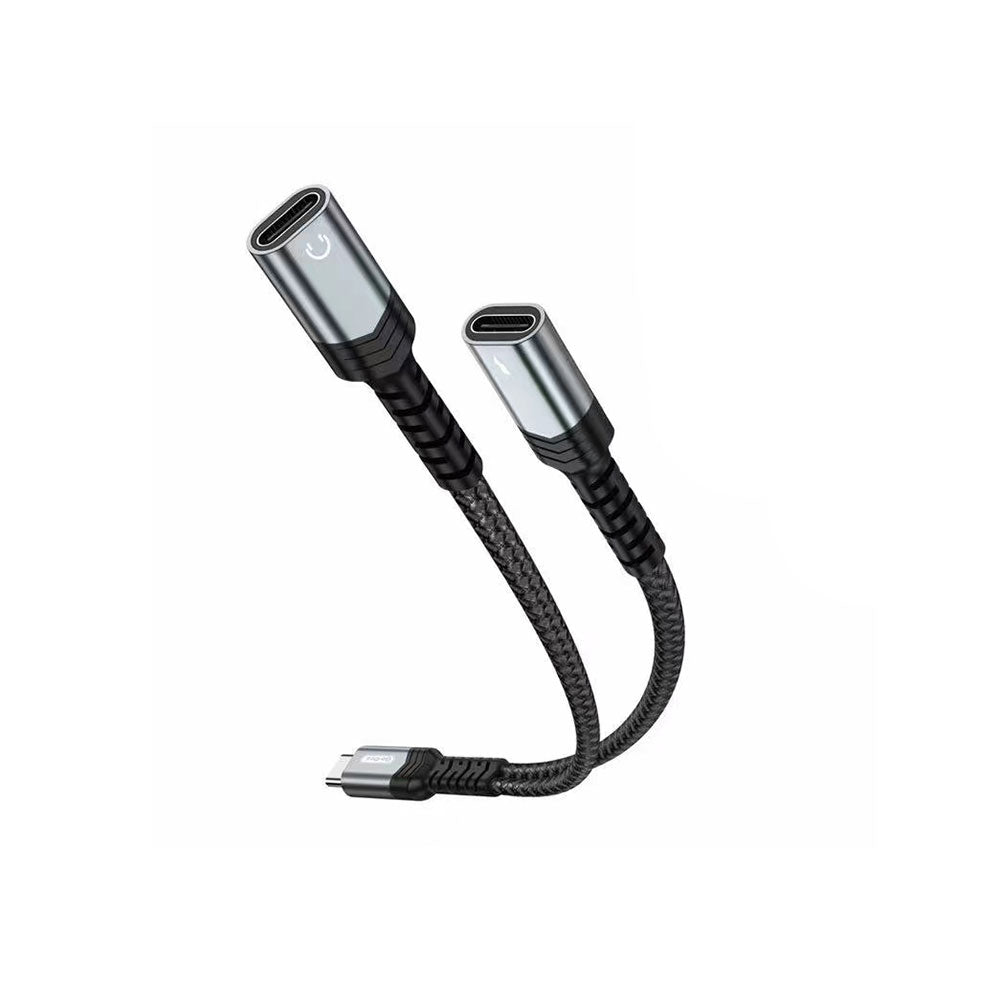 Go Des GD-UC075 Type-C 2in1 Şarj ve Ses Kablosu Gri