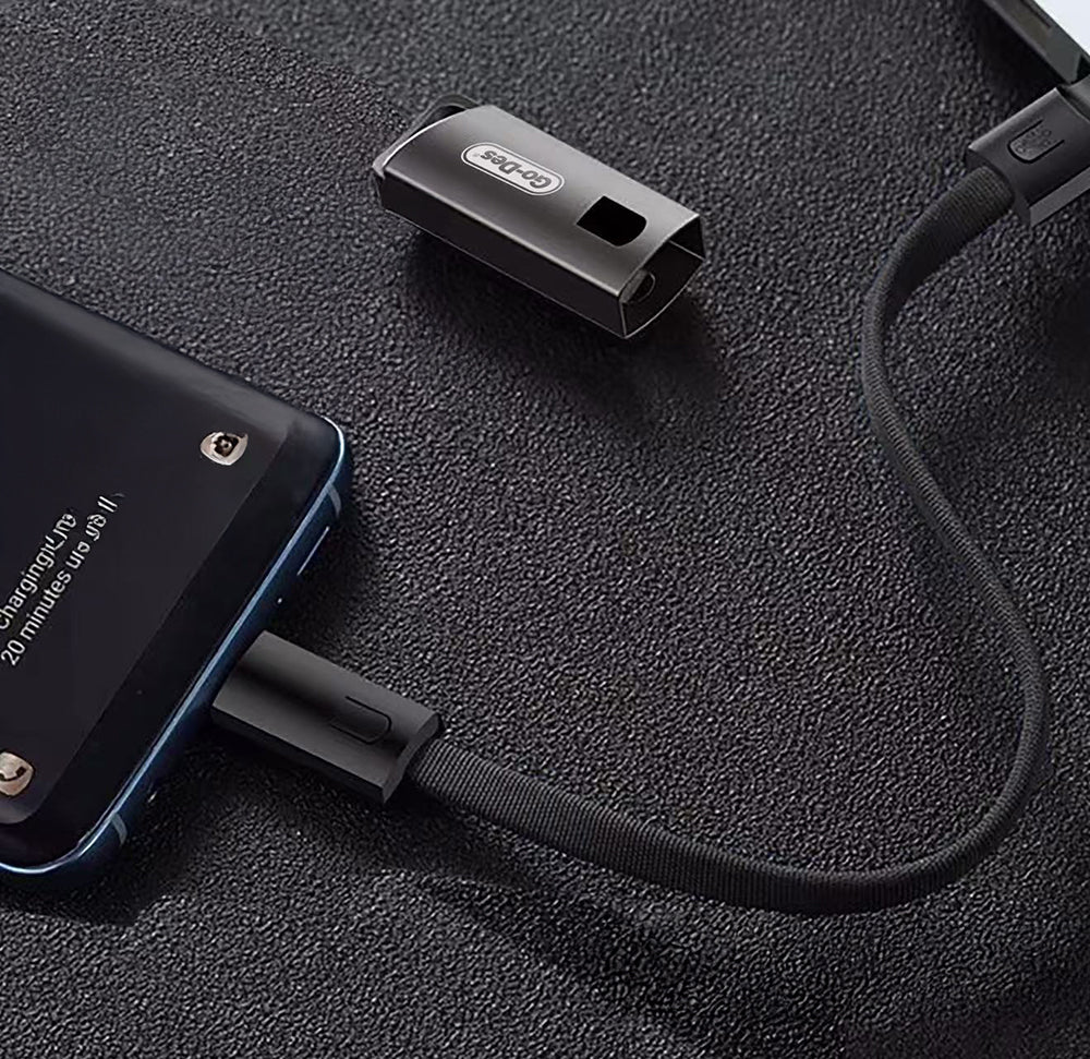 Go-Des GD-UC683 Type-C to Type-C Hızlı Şarj Özellikli Anahtarlık Data ve Şarj Kablosu 60W Siyah