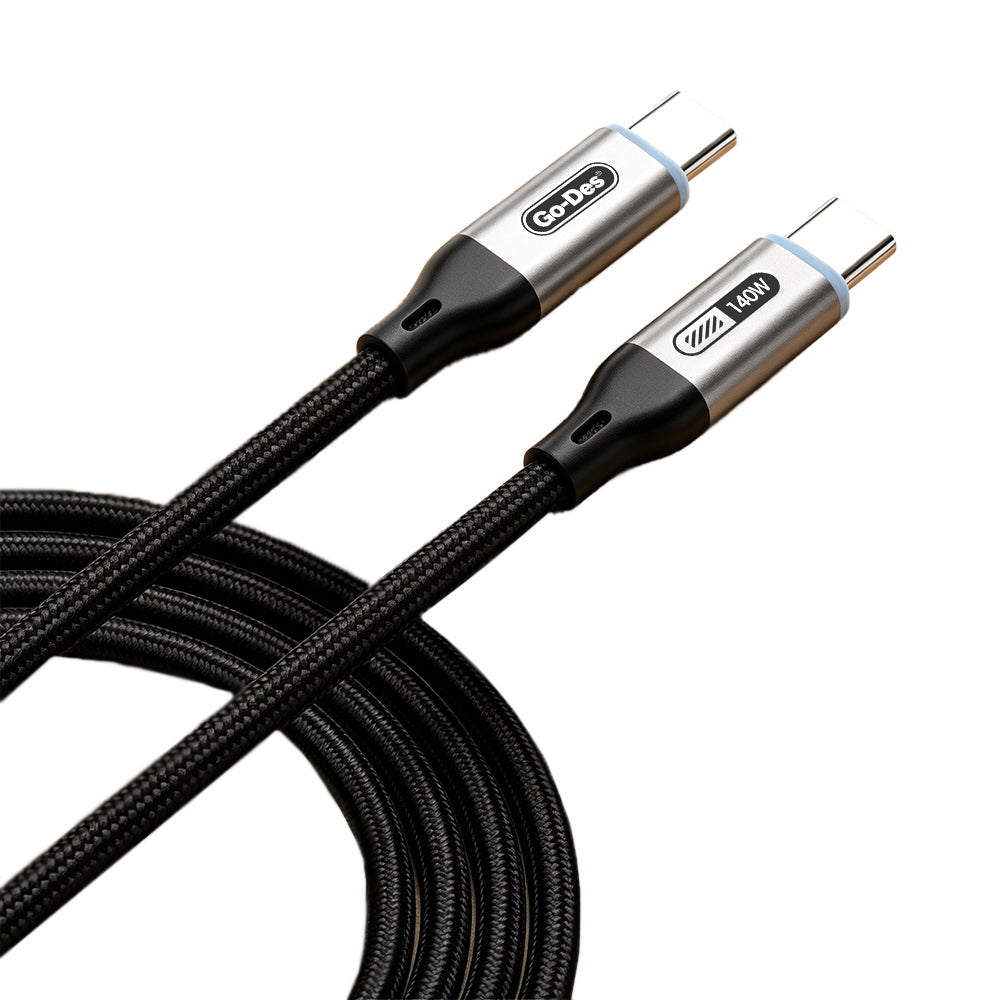 Go Des GD-UC685 Type-C to Type-C Örgü Tasarımlı Hızlı Şarj Özellikli Data ve Şarj Kablosu 140W 1.8M