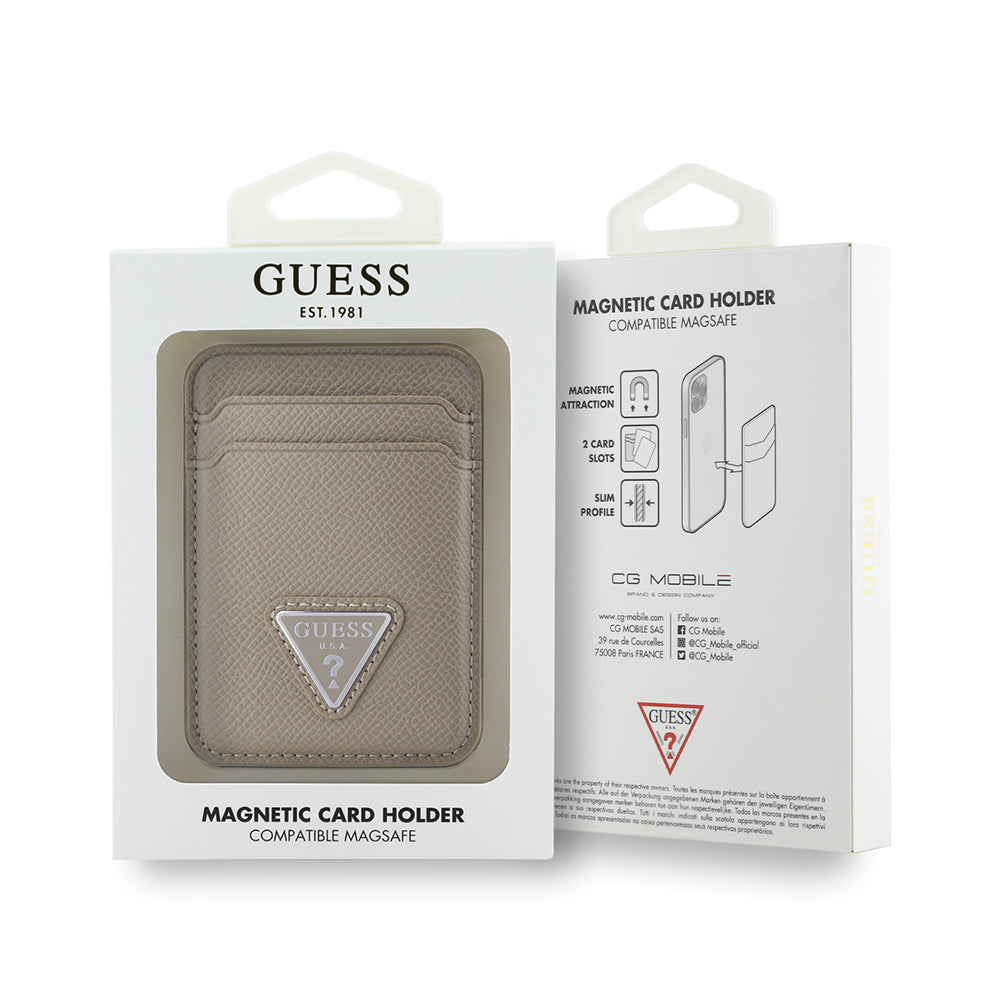 Guess Orjinal Lisanslı 2 Hazneli Üçgen Logolu Deri Magnetik Kartlık Siyah