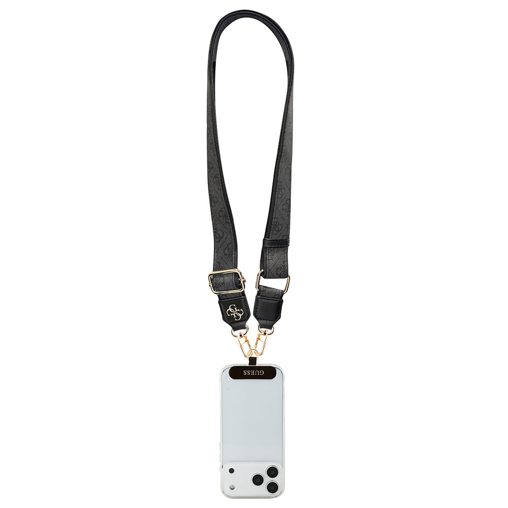 Guess Orjinal Lisanslı 4G Desen ve Metal Logolu Çapraz Vücut Telefon Askı Kayışı 150cm Pembe