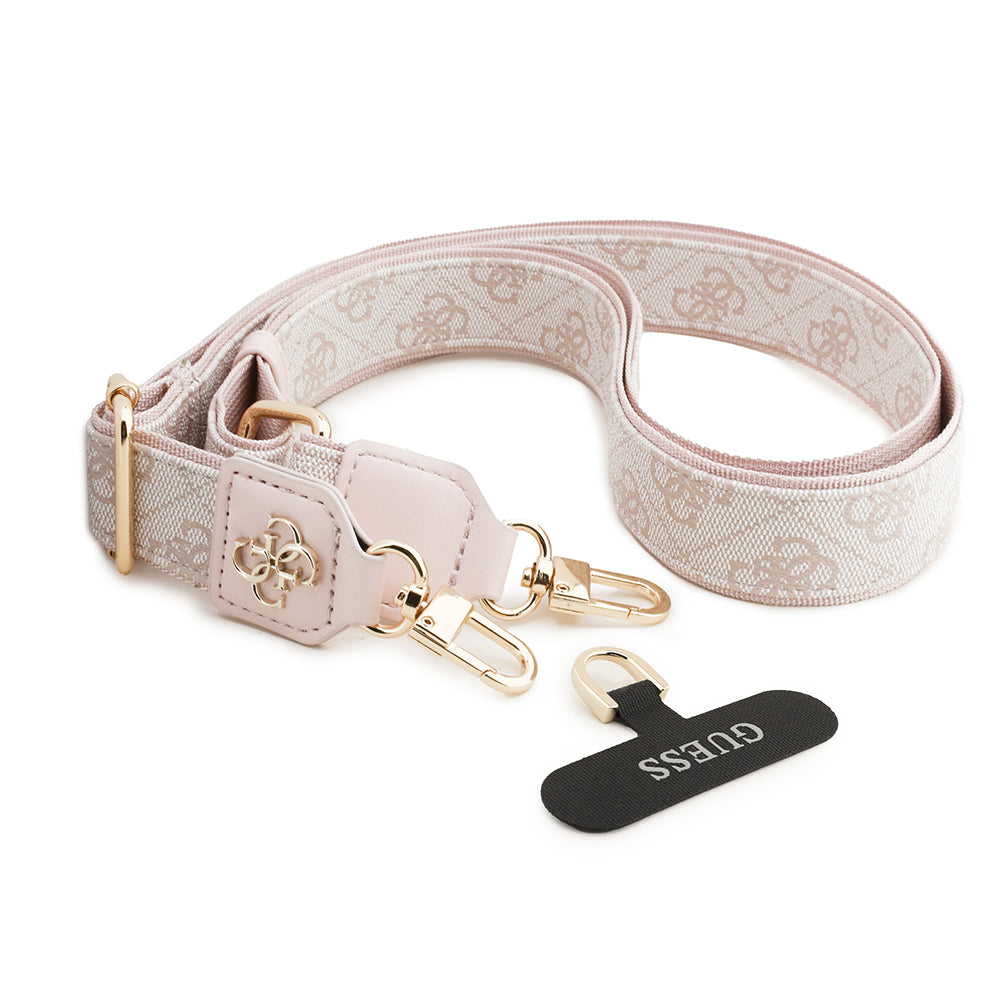 Guess Orjinal Lisanslı 4G Desen ve Metal Logolu Çapraz Vücut Telefon Askı Kayışı 150cm Siyah