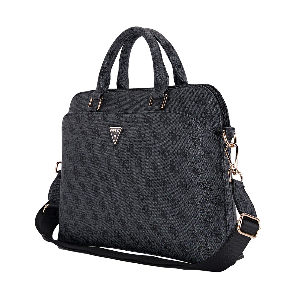 Guess Orjinal Lisanslı 4G Desenli Üçgen Logolu Omuz Askılı 15 inç Laptop Çantası