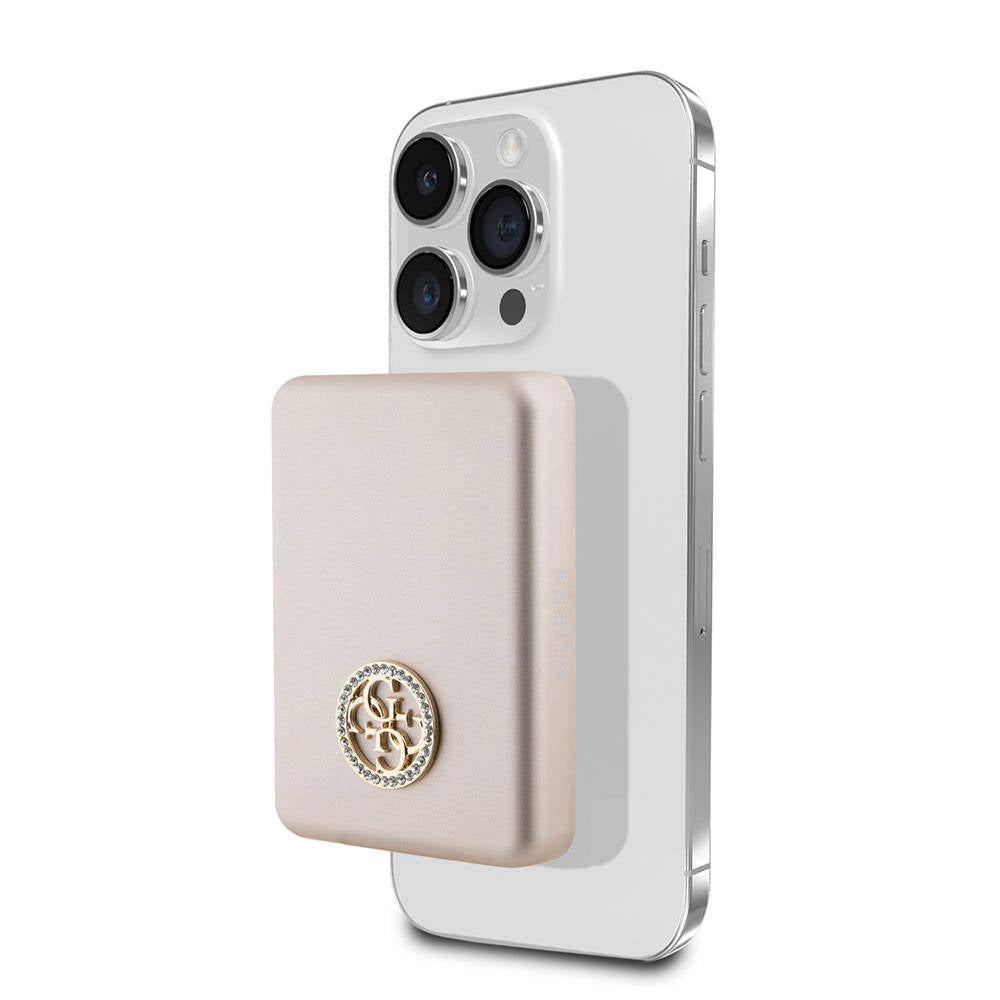 Guess Orjinal Lisanslı M-safe Şarj Özellikli Taşlı 4G Logolu Powerbank 3000mAh 5W