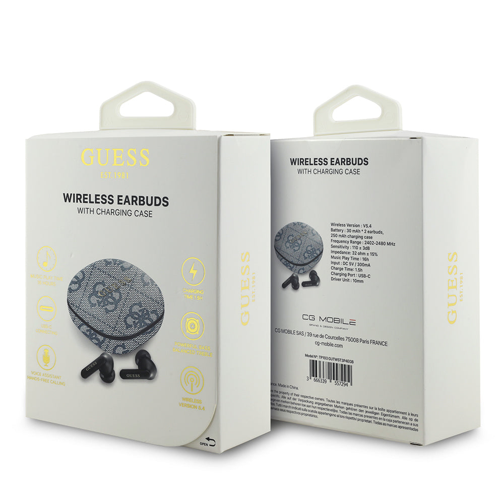 Guess Orjinal Lisanslı PU 4G Desenli Klasik Metal Yazı Logolu TWS Kulak İçi Bluetooth Kulaklık