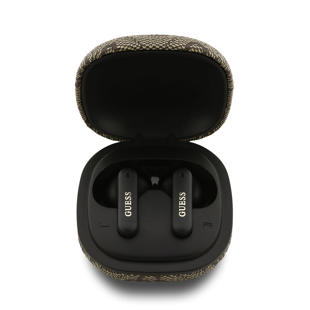Guess Orjinal Lisanslı PU 4G Desenli Klasik Metal Yazı Logolu TWS Kulak İçi Bluetooth Kulaklık