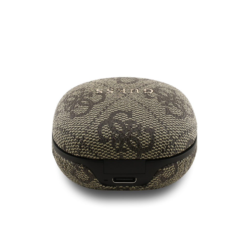 Guess Orjinal Lisanslı PU 4G Desenli Klasik Metal Yazı Logolu TWS Kulak İçi Bluetooth Kulaklık