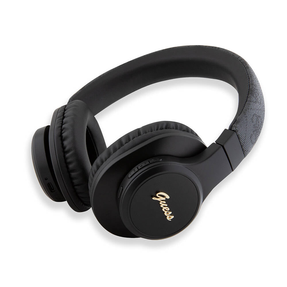 Guess Orjinal Lisanslı PU 4G Desenli Metal Yazı Logolu Tone On Tone Kulak Üstü Bluetooth Kulaklık Pembe