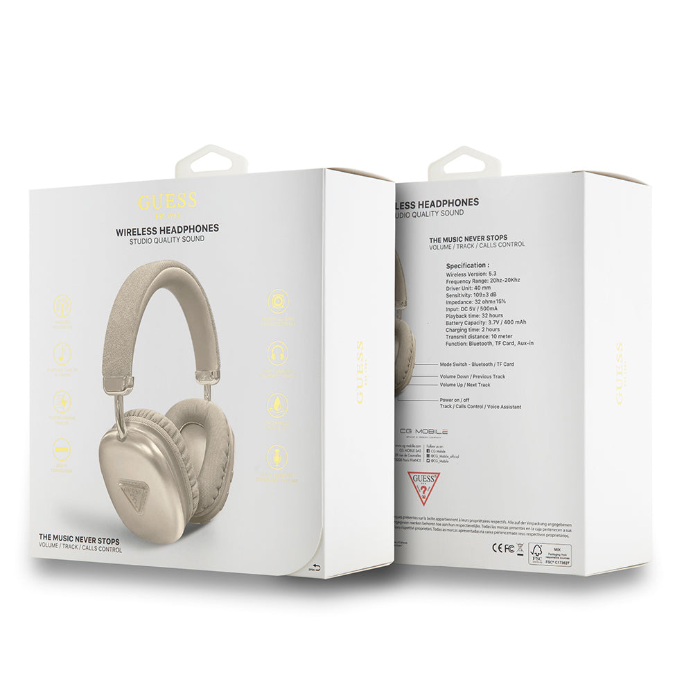 Guess Orjinal Lisanslı PU Üçgen Logolu Kulak Üstü Bluetooth Kulaklık Siyah