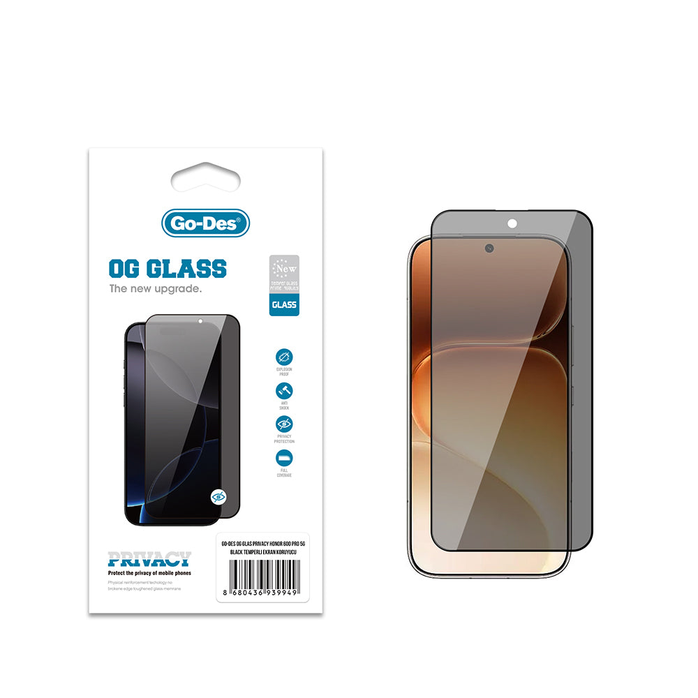Honor 600 Pro 5G Go Des OG Glass Privacy Antistatik Temperli Cam Ekran Koruyucu