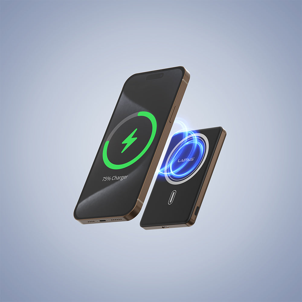 Lapas LP-PW003 Ultra İnce Hızlı Şarj Özellikli Wireless Powerbank 5000mAh 15W Gri