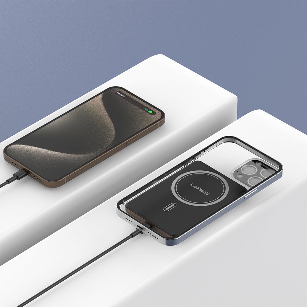 Lapas LP-PW003 Ultra İnce Hızlı Şarj Özellikli Wireless Powerbank 5000mAh 15W Gri