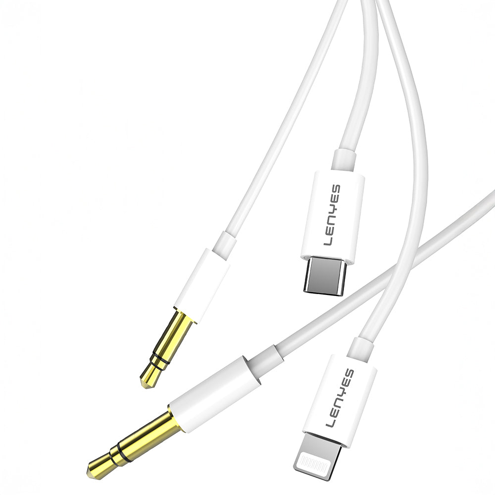 Lenyes AX106 Lightning to 3.5mm AUX Audio Kablo 1M Beyaz