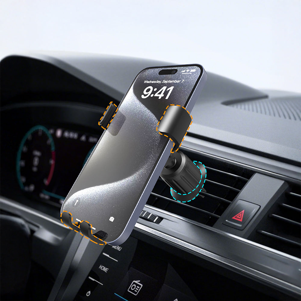 Lenyes CR181 360 Derece Dönebilen Havalandırma Tasarımlı Araç Telefon Tutucu Siyah